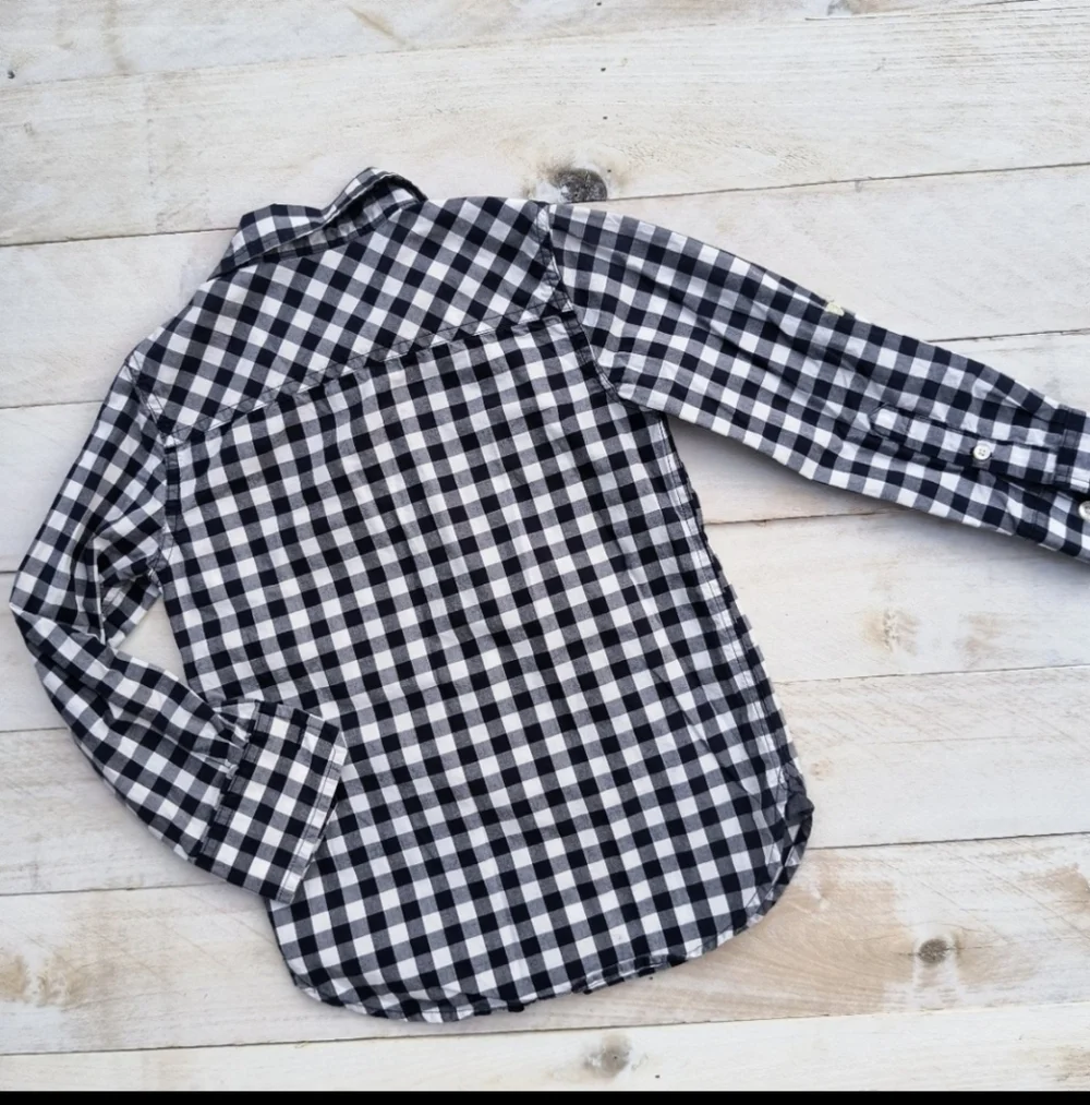 Gap Kids Toddler Boys Plaid Button Up Dress Shirt Long Sleeve Blue White Size 4